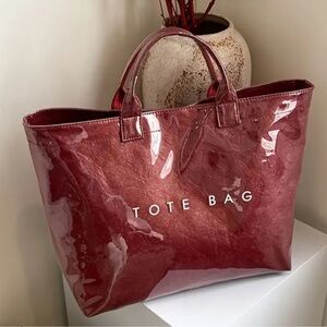 Glossy Burgundy Tote Bag NWT